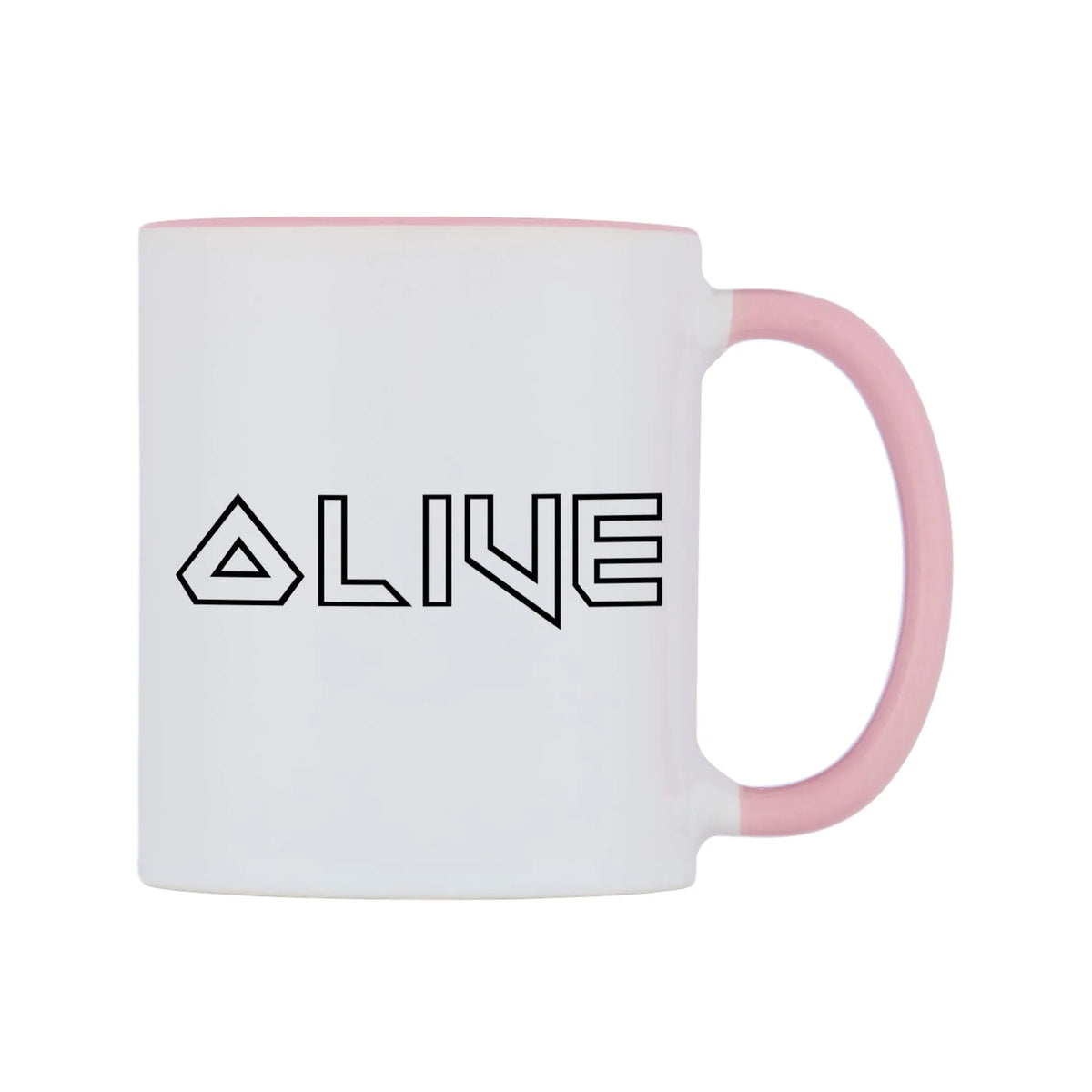 Olive - Iron Maiden Themed Mug — white 11oz gloss mug with a pink inside and handle, left side, on a white background