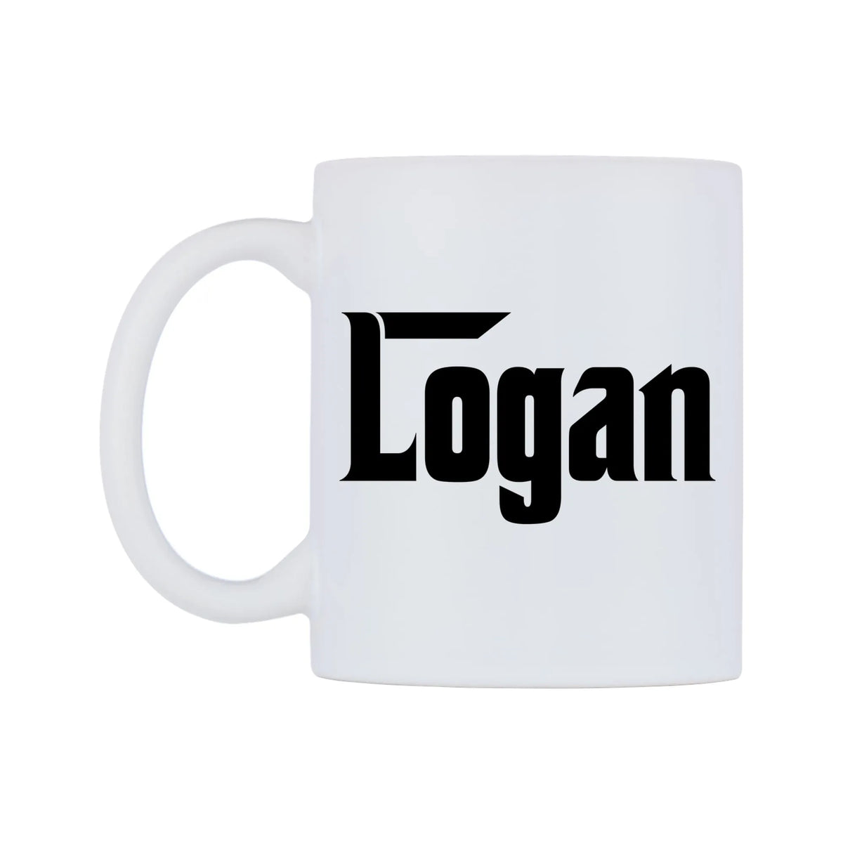 Logan - Godfather Themed Mug — white 11oz gloss mug, right side, on a white background