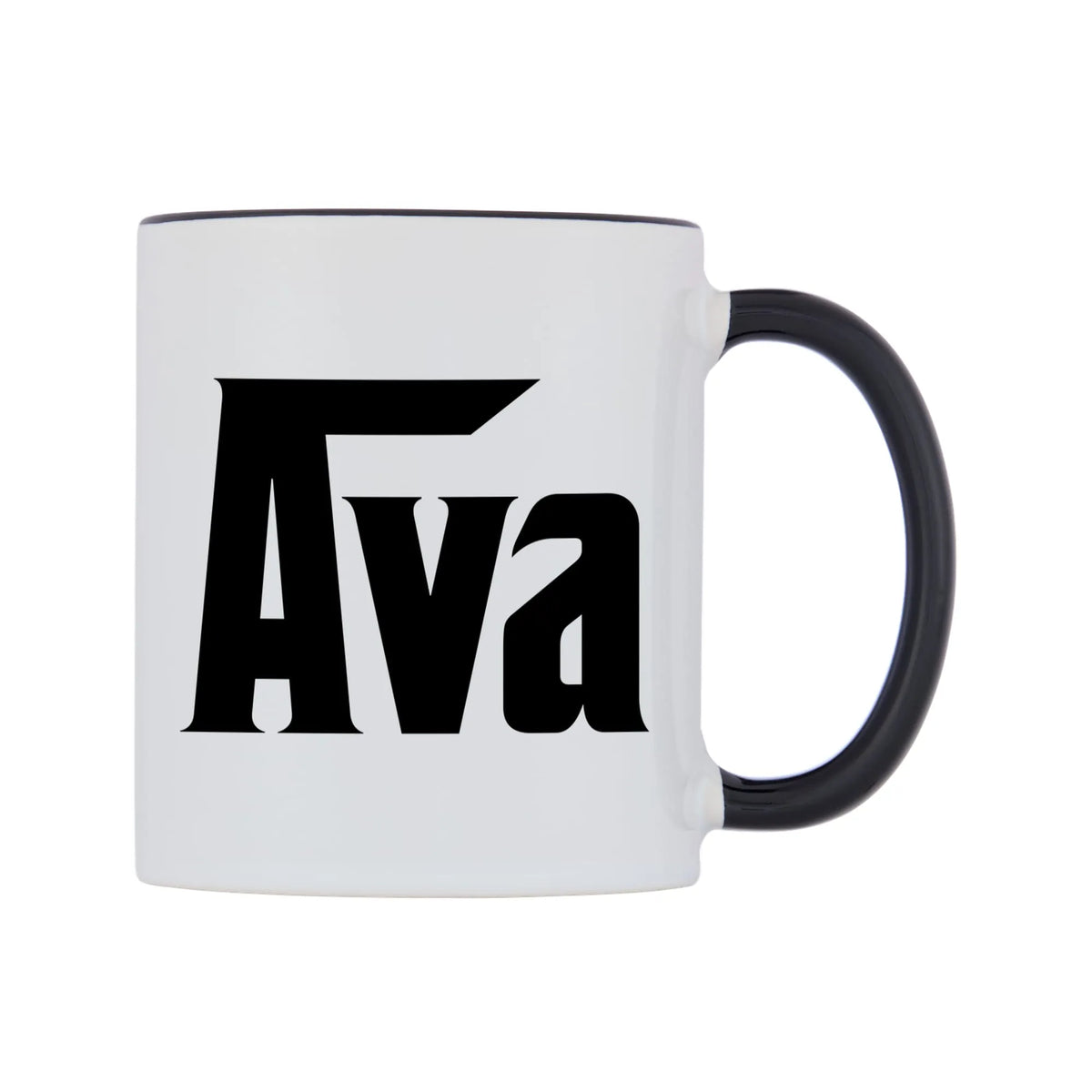 Ava - Godfather Themed Mug — white 11oz gloss mug with a black inside and handle, left side, on a white background