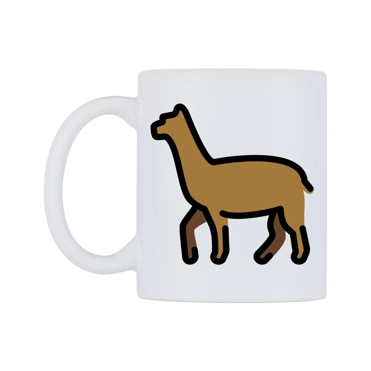 Llama Emoji Mug — mug, right side, on a white background