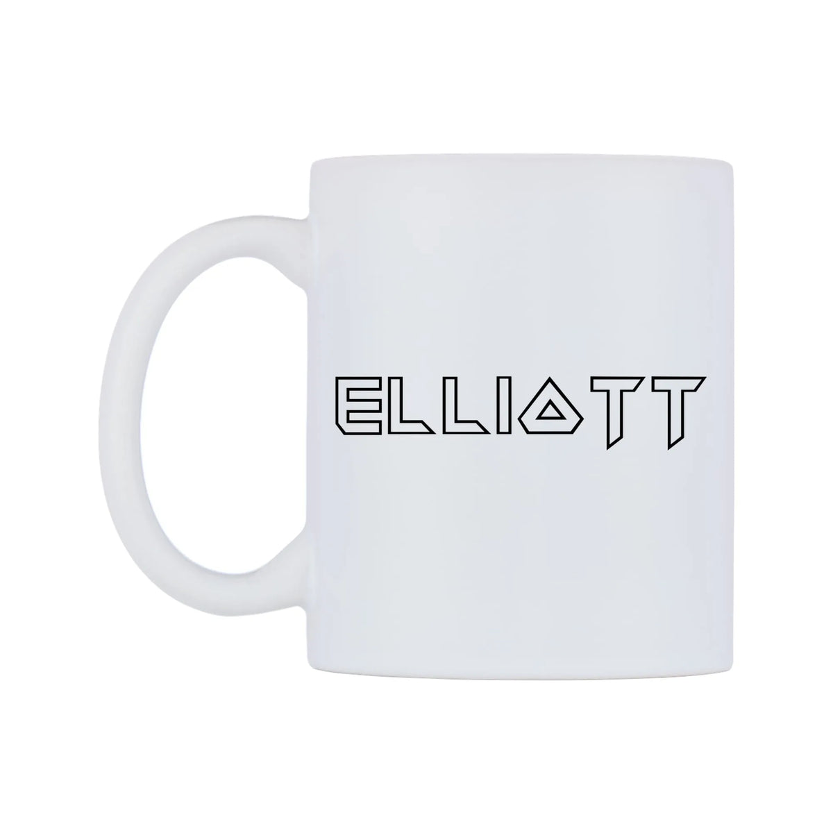 Elliott - Iron Maiden Themed Mug — white 11oz gloss mug, right side, on a white background
