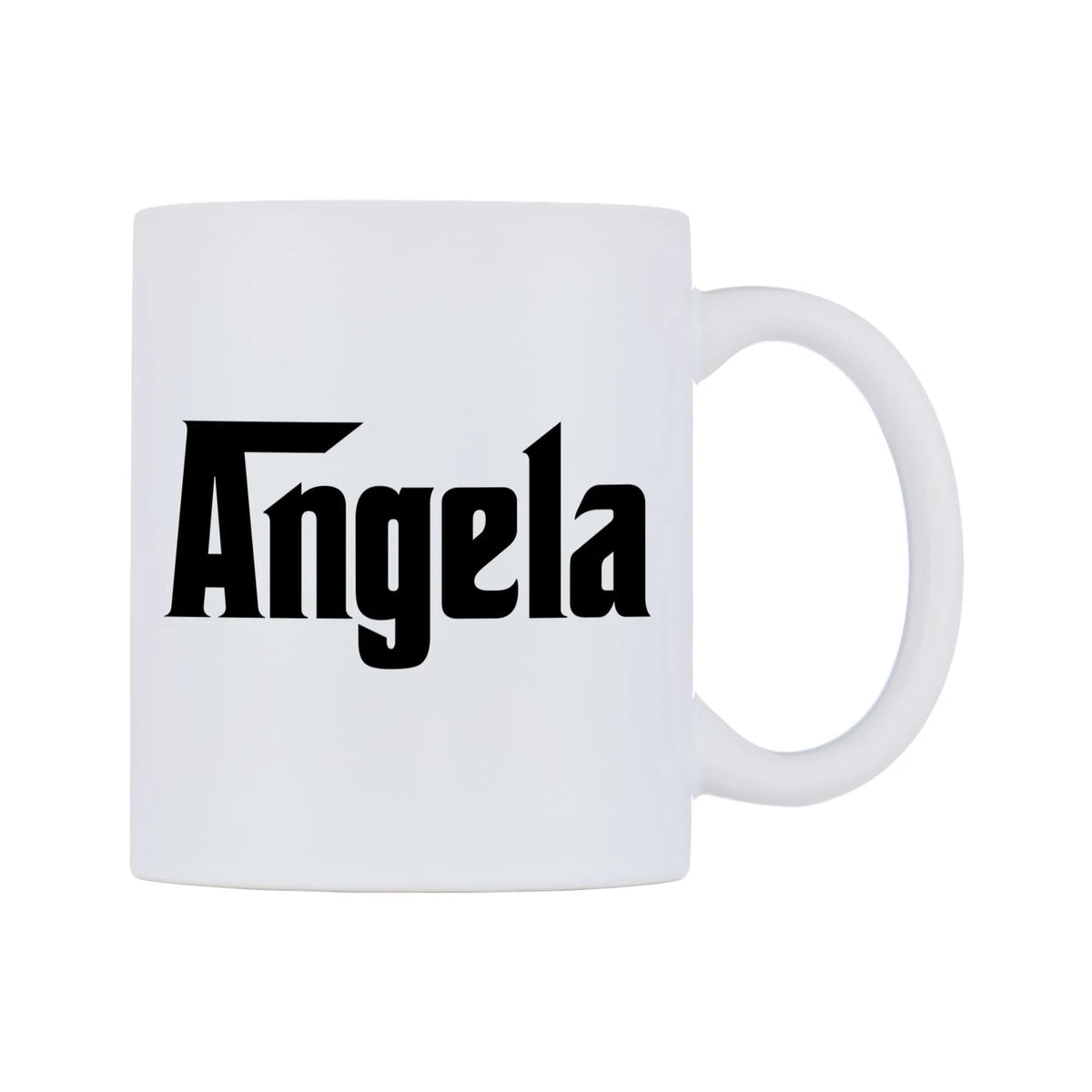 Angela - Godfather Themed Mug — white 11oz gloss mug, left side, on a white background