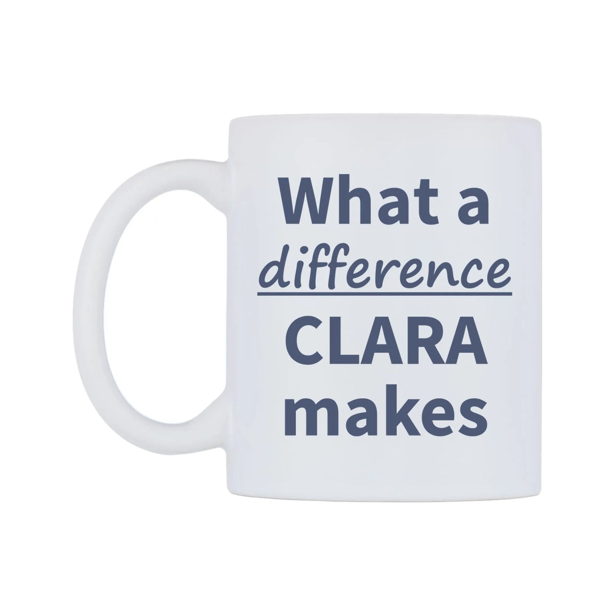 What a difference CLARA makes Mug — mug, right side, on a white background