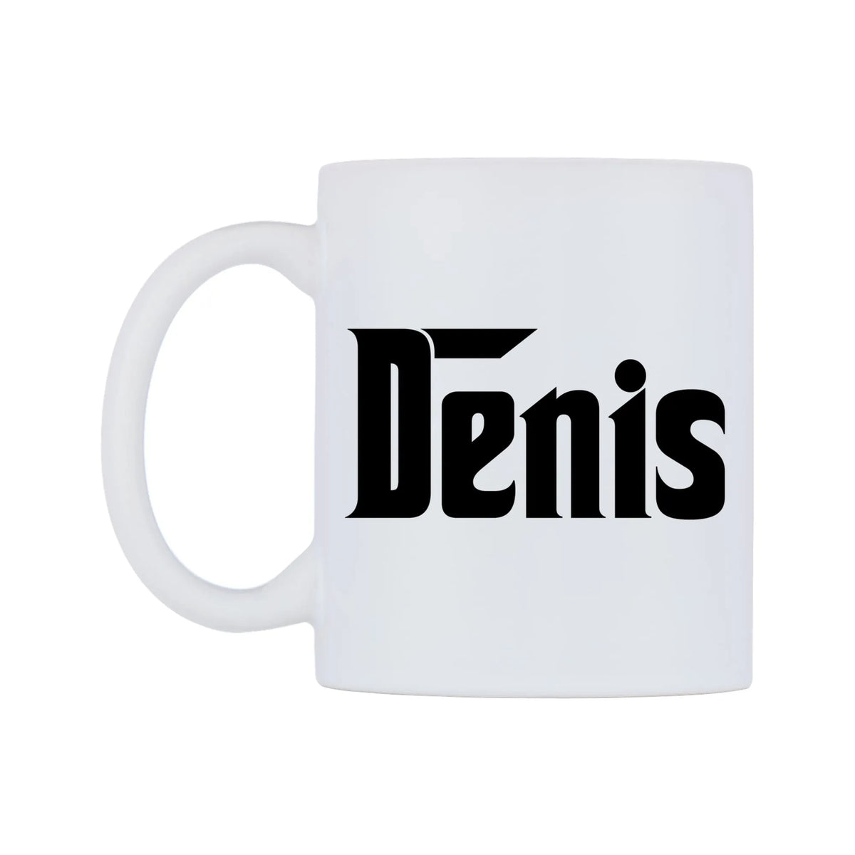 Denis - Godfather Themed Mug — white 11oz gloss mug, right side, on a white background