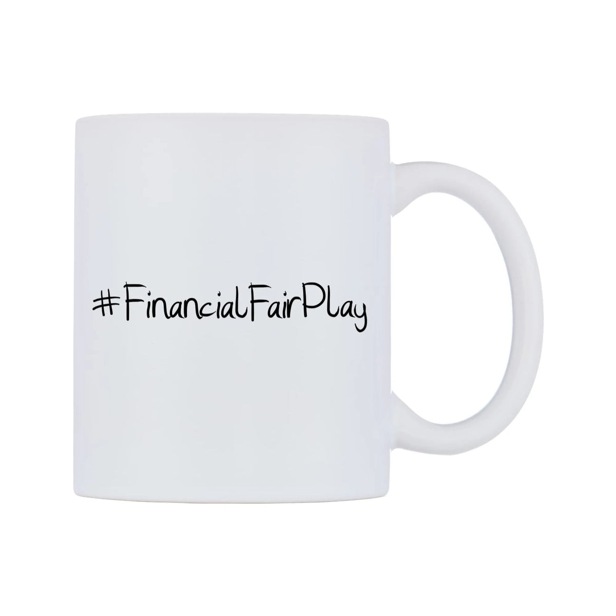 FinancialFairPlay Mug — mug, left side, on a white background