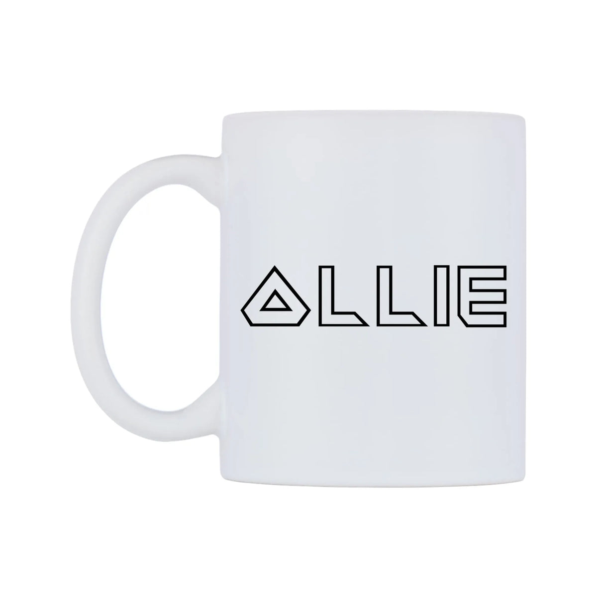 Ollie - Iron Maiden Themed Mug — white 11oz gloss mug, right side, on a white background
