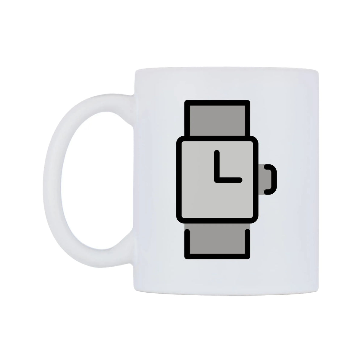 Watch Emoji Mug — mug, right side, on a white background