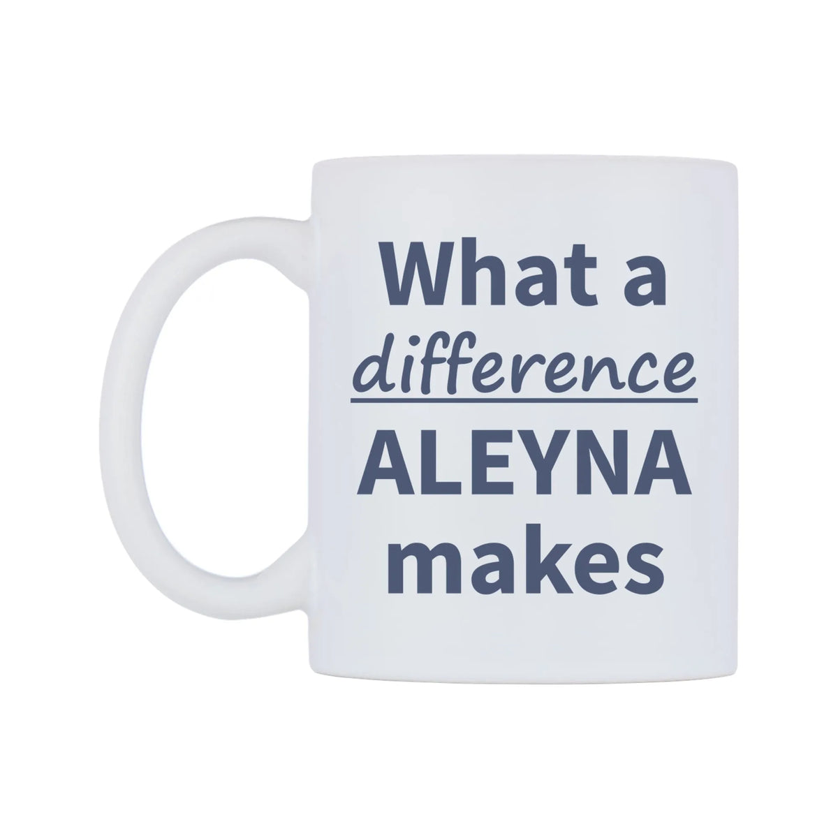 What a difference ALEYNA makes Mug — mug, right side, on a white background