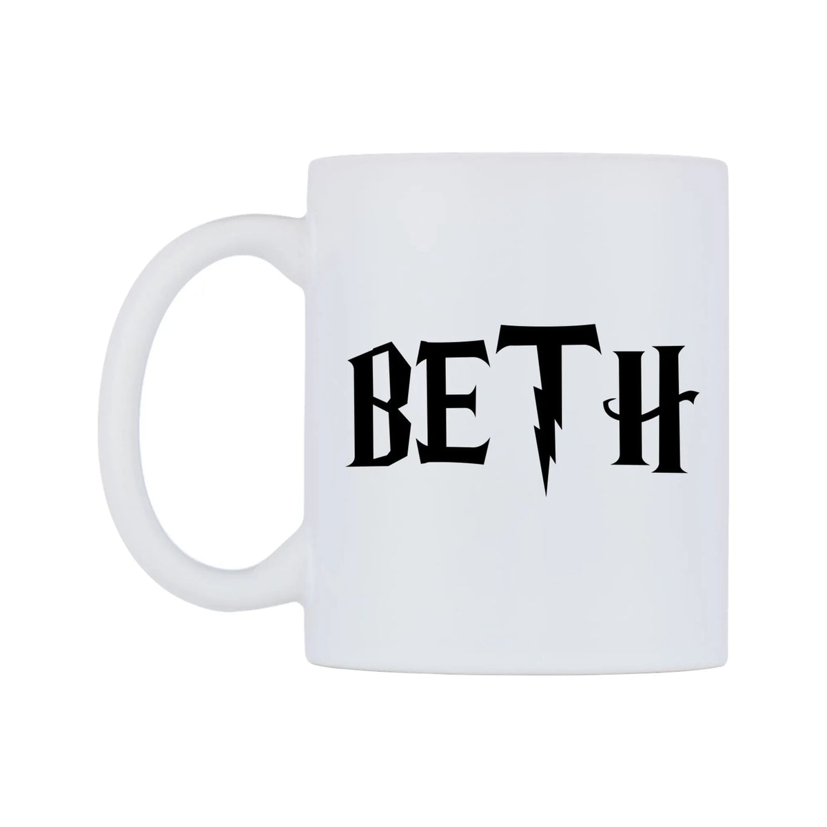 Beth - Wizard Themed Mug — white 11oz gloss mug, right side, on a white background