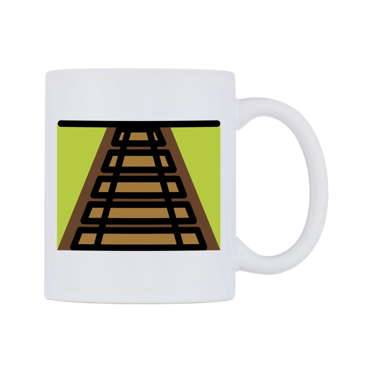 Railway Track Emoji Mug — mug, left side, on a white background