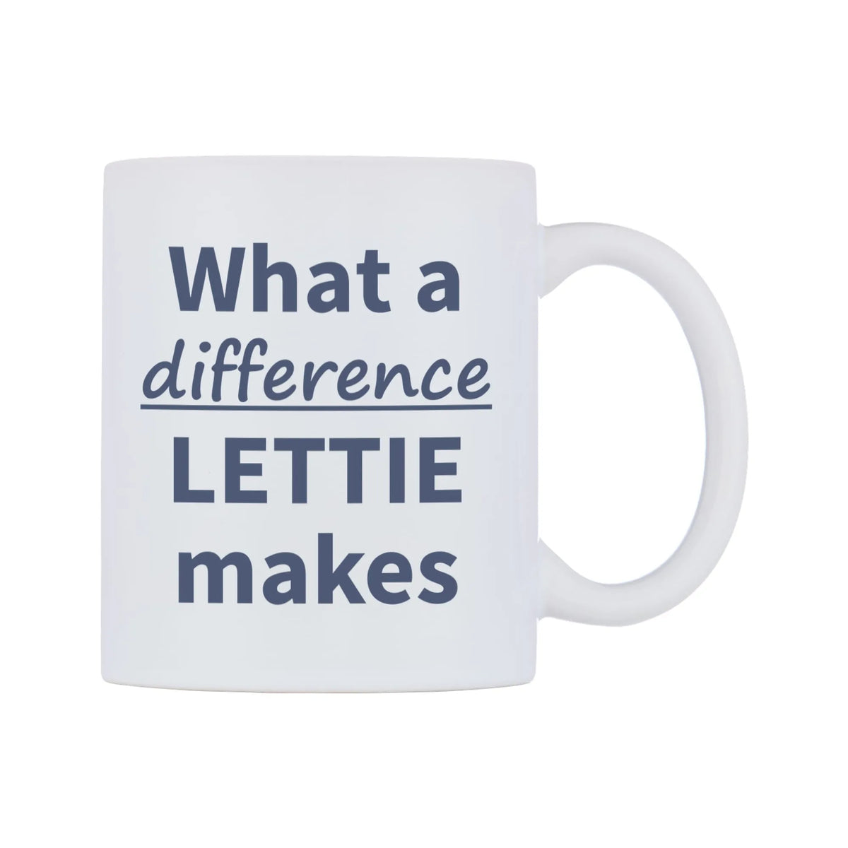 What a difference LETTIE makes Mug — mug, left side, on a white background