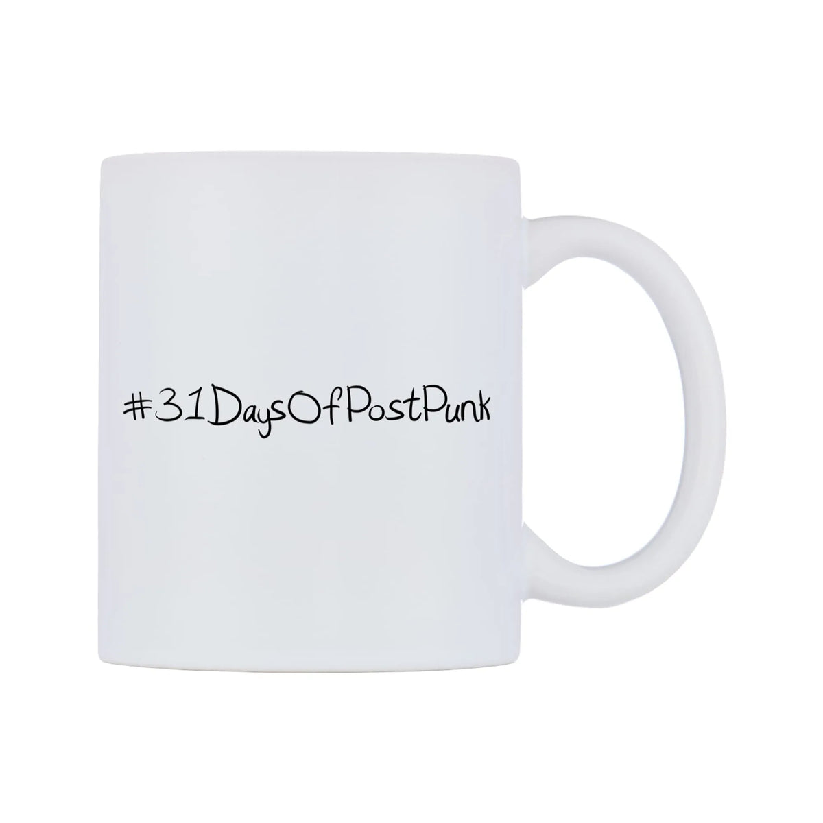 number 31DaysOfPostPunk Mug — mug, left side, on a white background