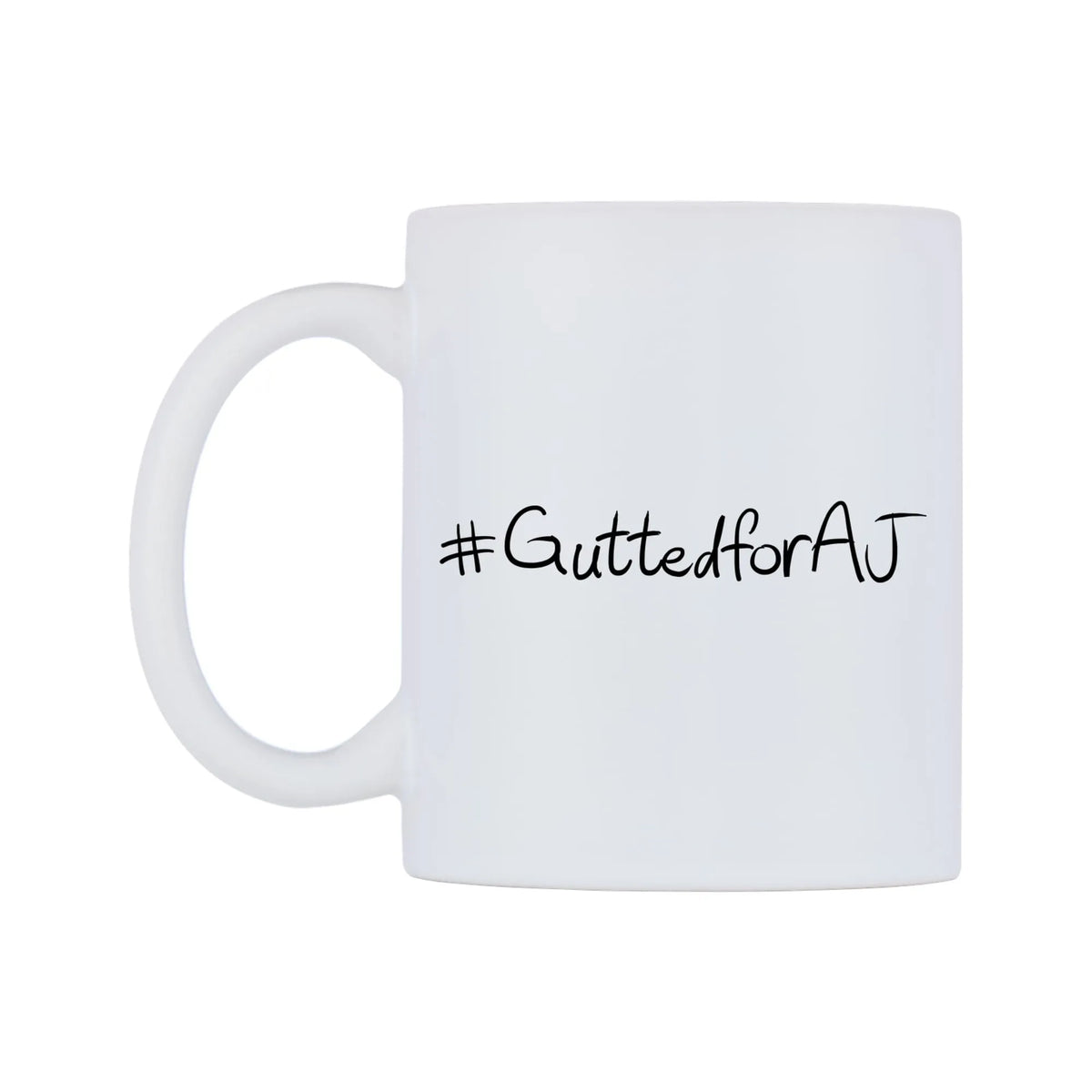 GuttedforAJ Mug — mug, right side, on a white background