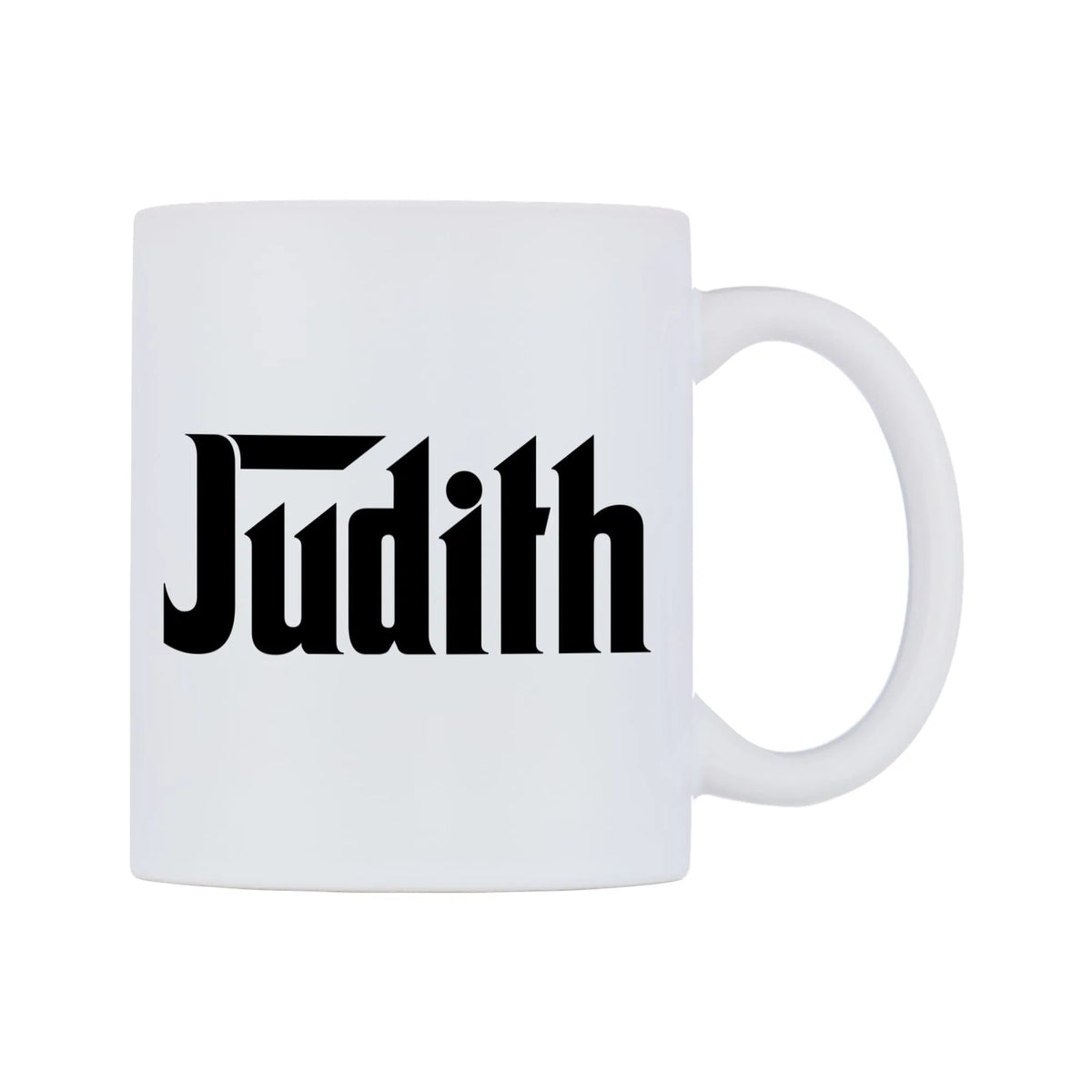 Judith - Godfather Themed Mug — white 11oz gloss mug, left side, on a white background