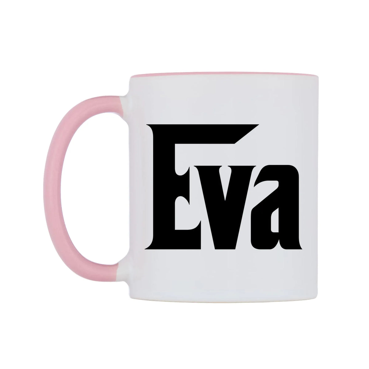 Eva - Godfather Themed Mug — white 11oz gloss mug with a pink inside and handle, right side, on a white background