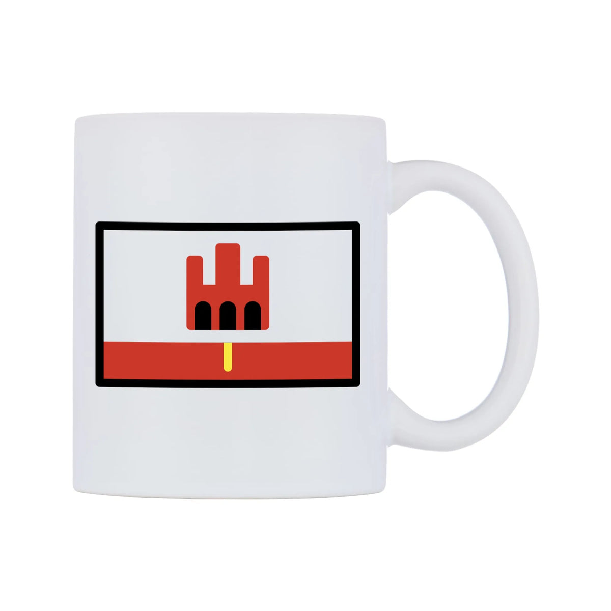 Gibraltar Flag Emoji Mug — mug, left side, on a white background