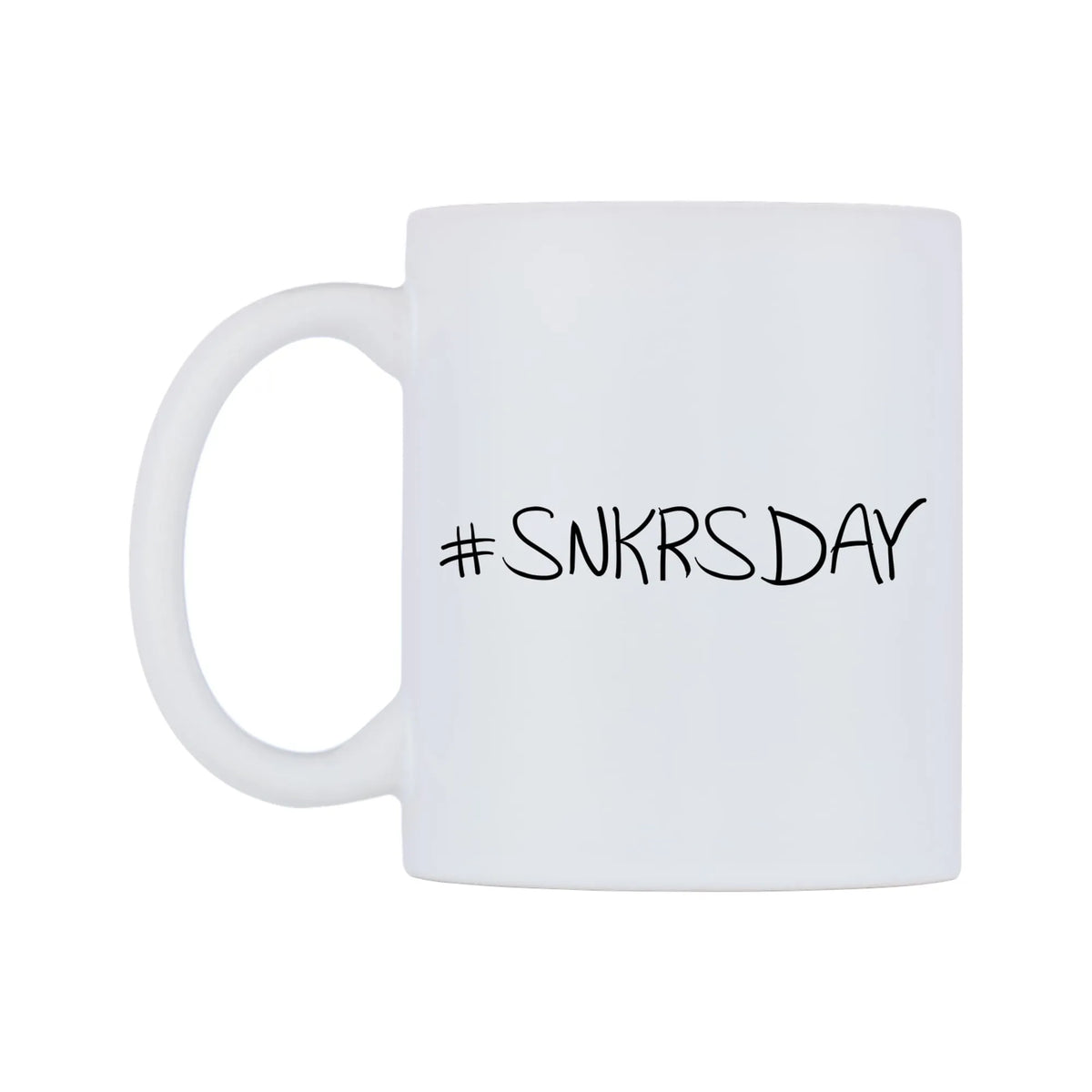 SNKRSDAY Mug — mug, right side, on a white background