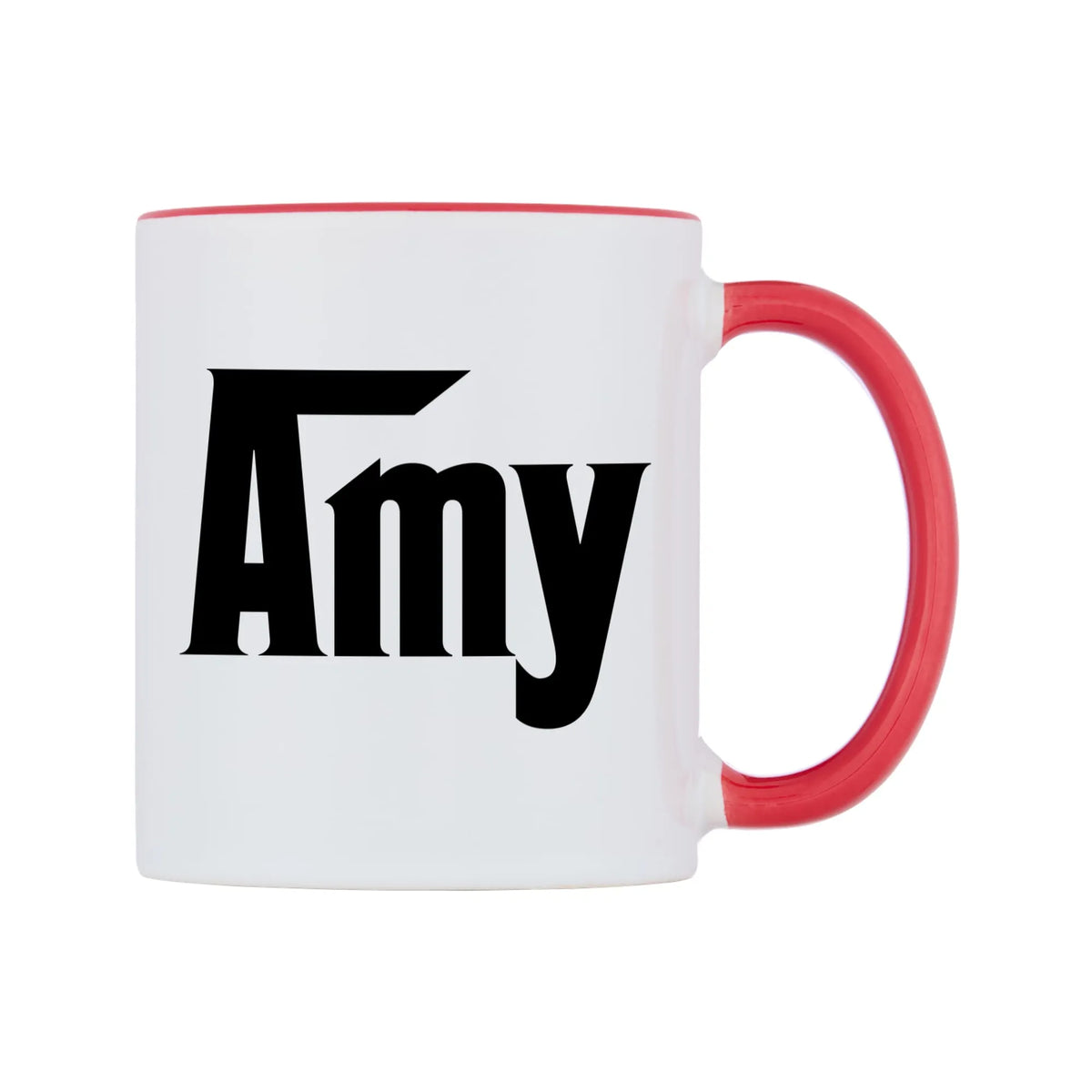 Amy - Godfather Themed Mug — white 11oz gloss mug with a red inside and handle, left side, on a white background
