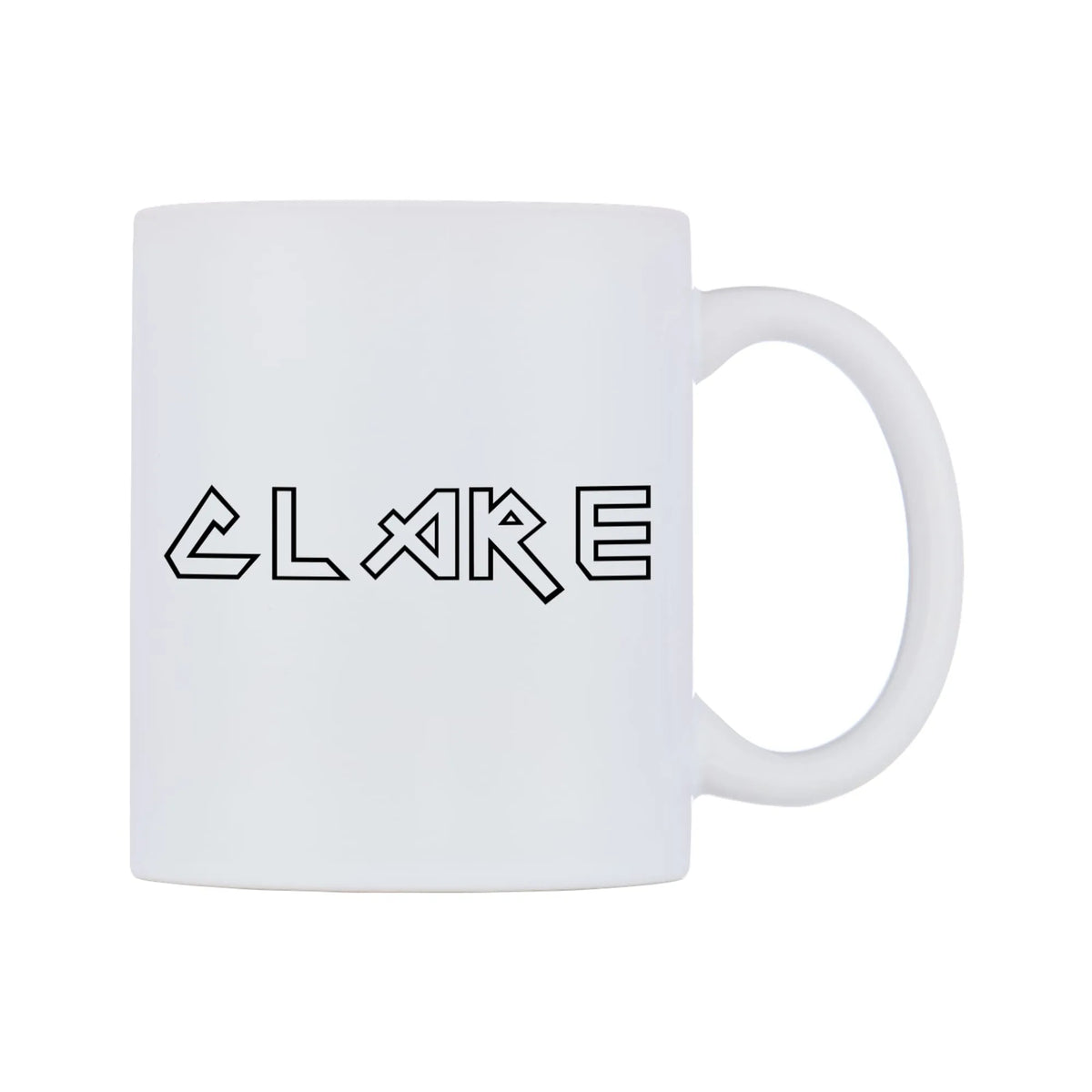 Clare - Iron Maiden Themed Mug — white 11oz gloss mug, left side, on a white background