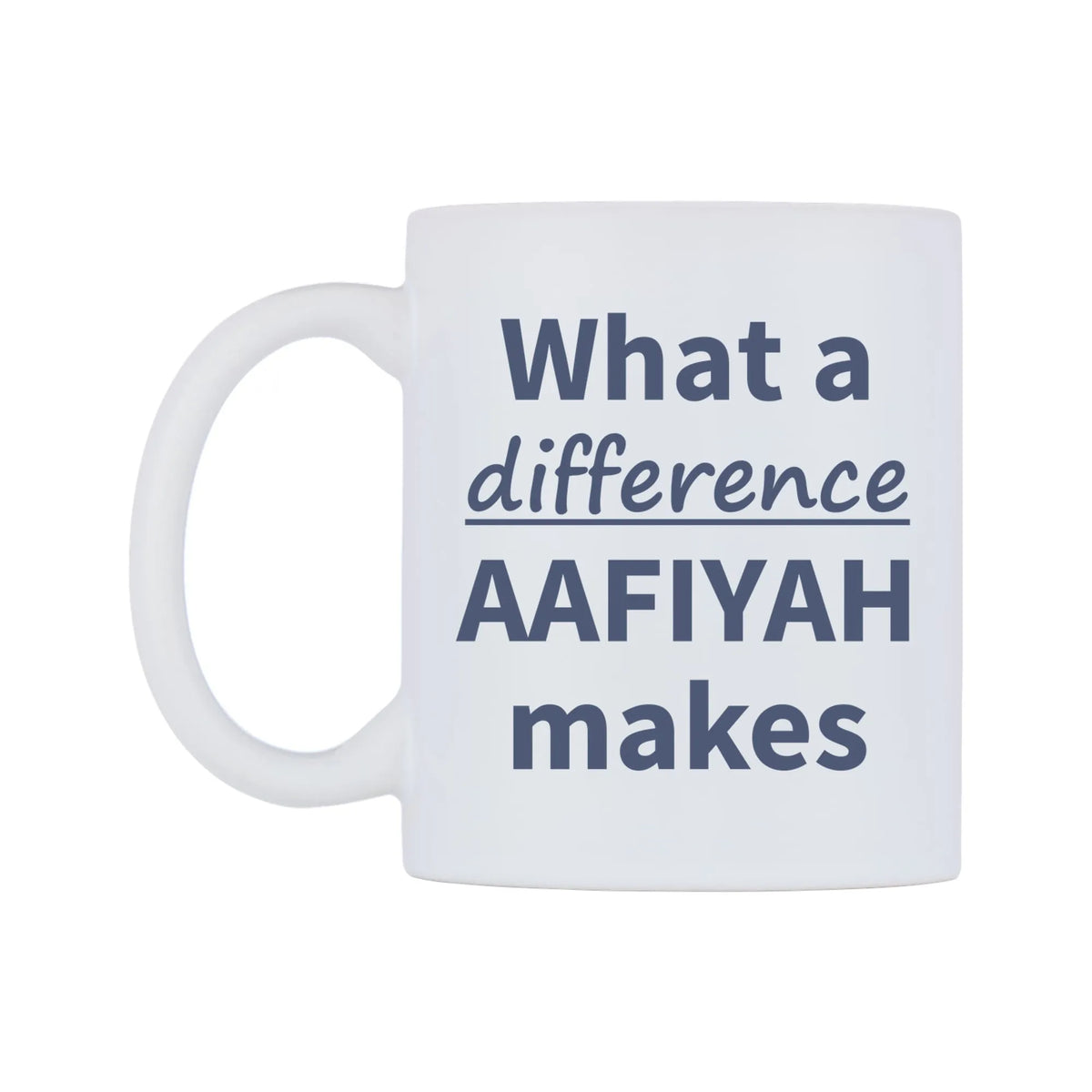 What a difference AAFIYAH makes Mug — mug, right side, on a white background