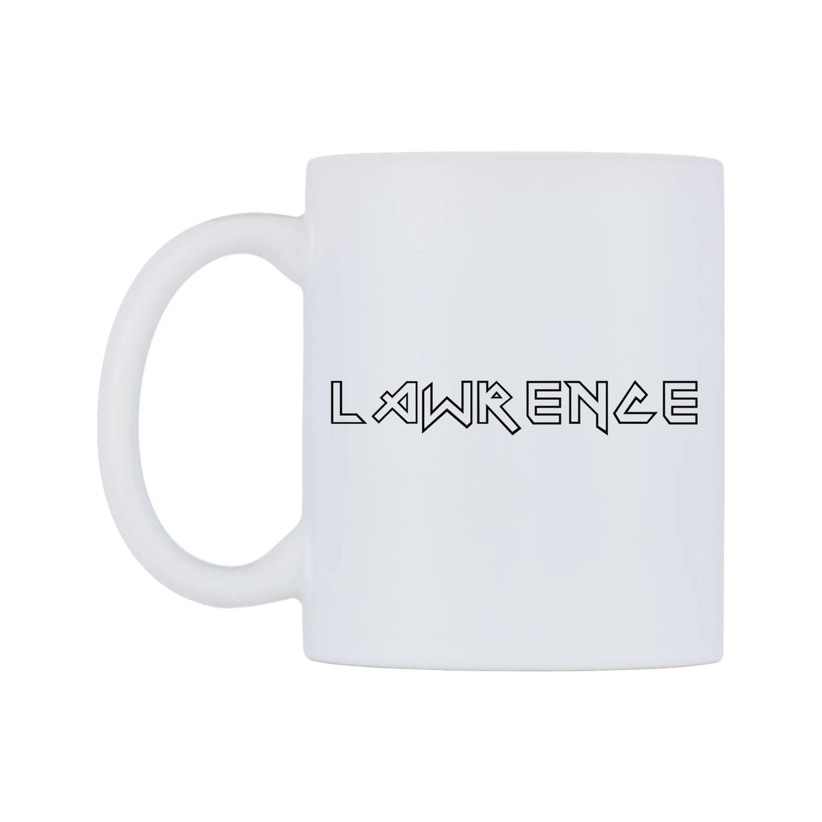 Lawrence - Iron Maiden Themed Mug — white 11oz gloss mug, right side, on a white background