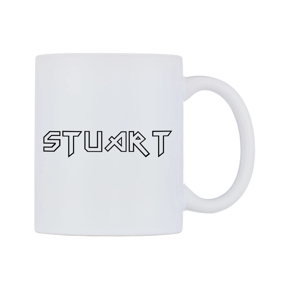 Stuart - Iron Maiden Themed Mug — white 11oz gloss mug, left side, on a white background