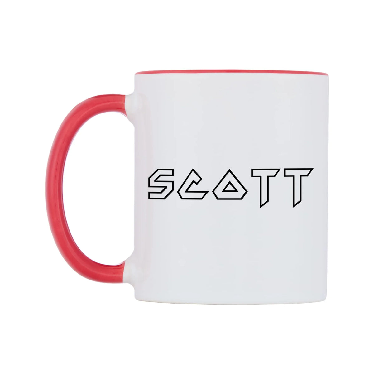 Scott - Iron Maiden Themed Mug — white 11oz gloss mug with a red inside and handle, right side, on a white background