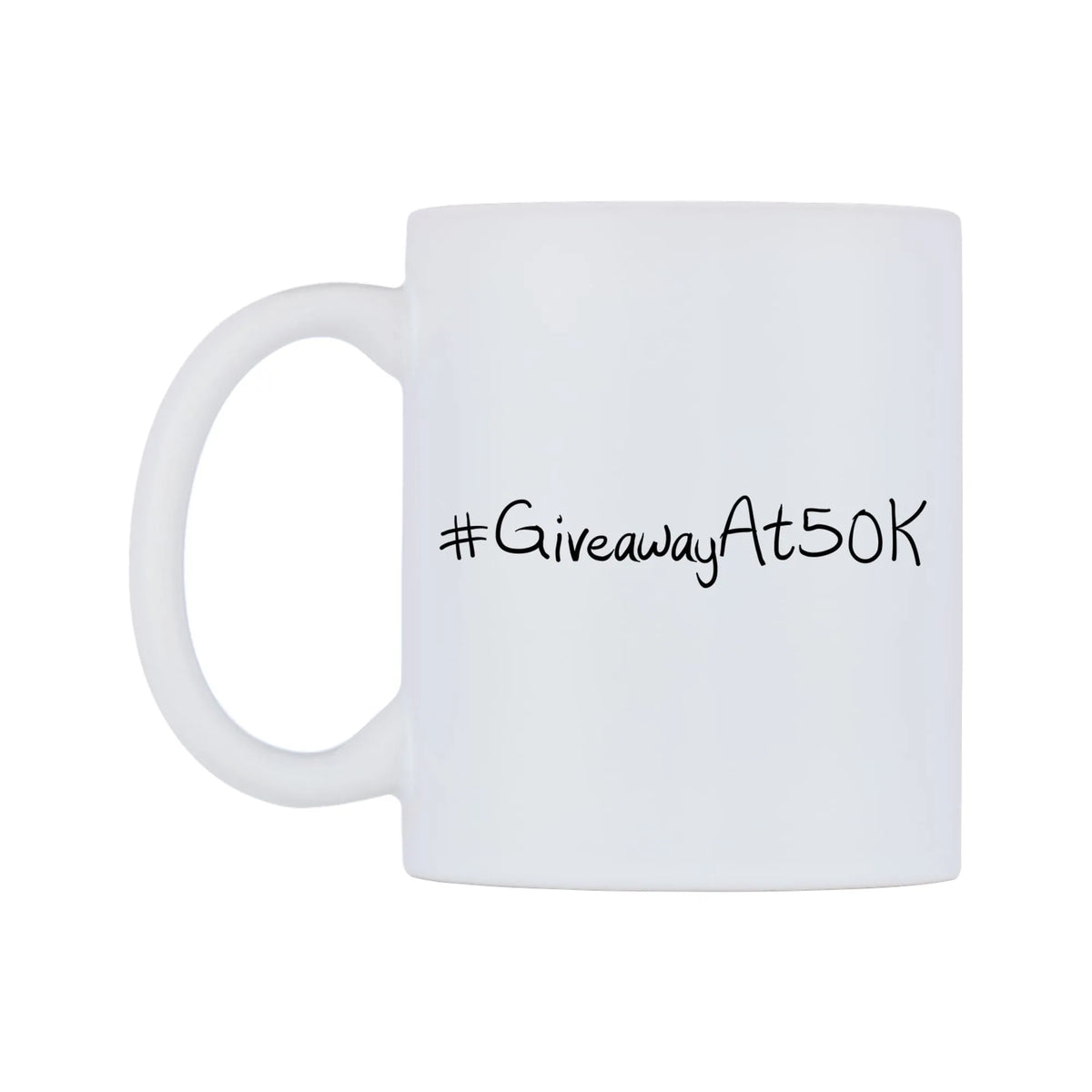 GiveawayAt50K Mug — mug, right side, on a white background