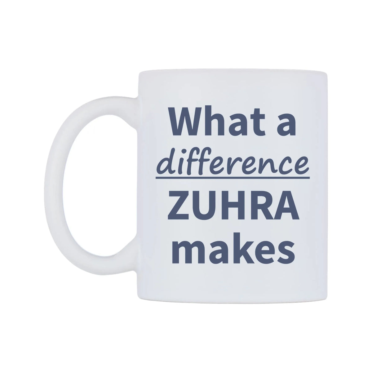 What a difference ZUHRA makes Mug — mug, right side, on a white background