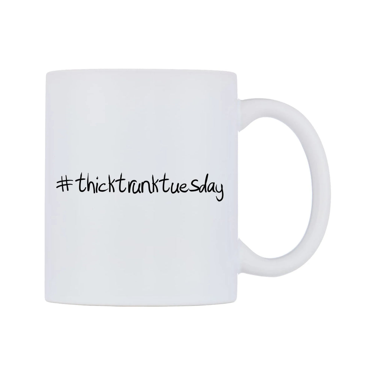 thicktrunktuesday Mug — mug, left side, on a white background