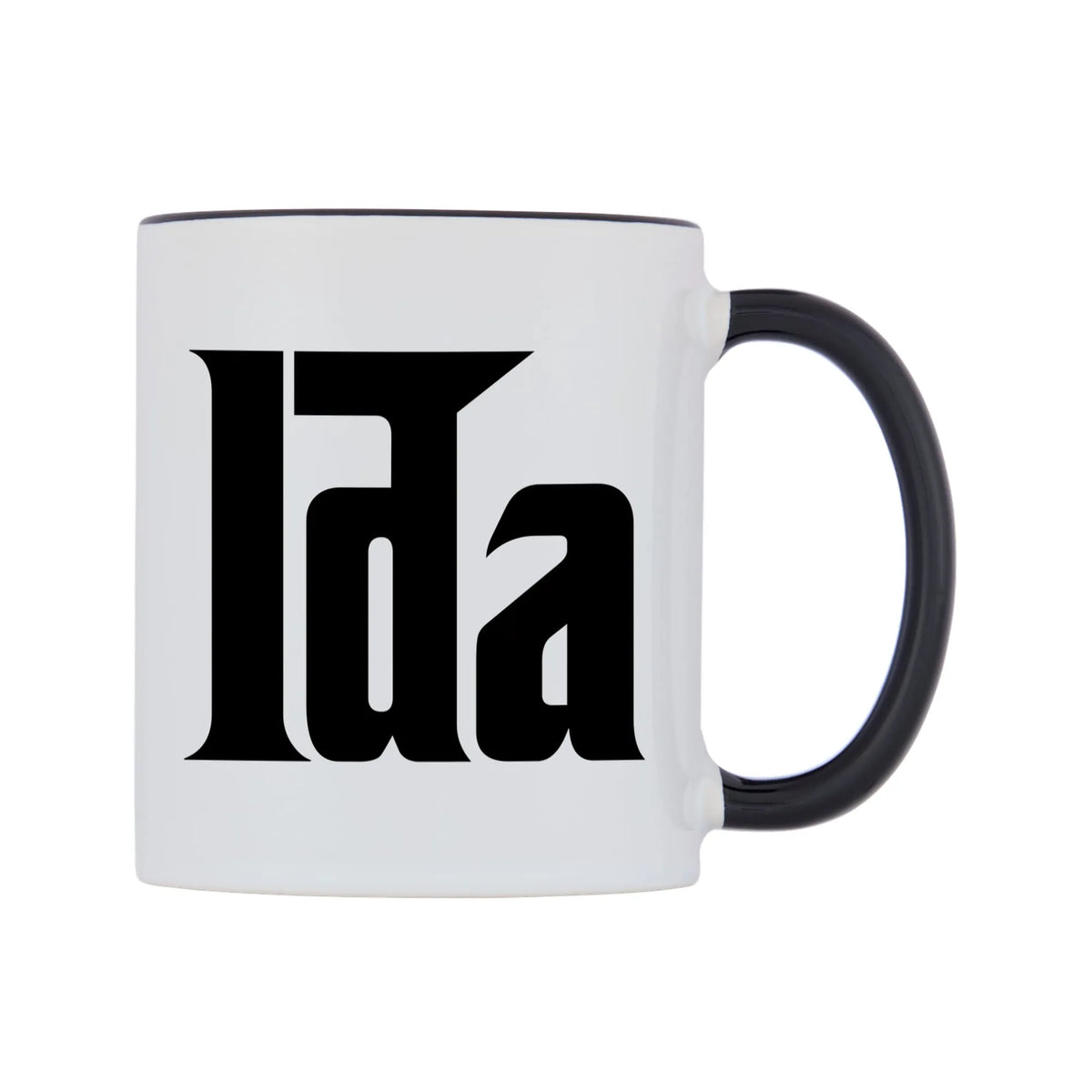 Ida - Godfather Themed Mug — white 11oz gloss mug with a black inside and handle, left side, on a white background