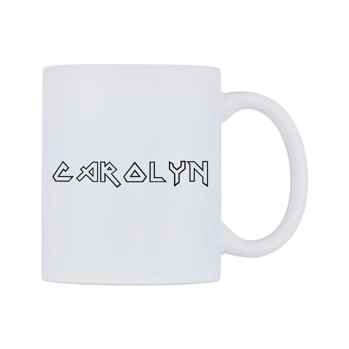 Carolyn - Iron Maiden Themed Mug — white 11oz gloss mug, left side, on a white background