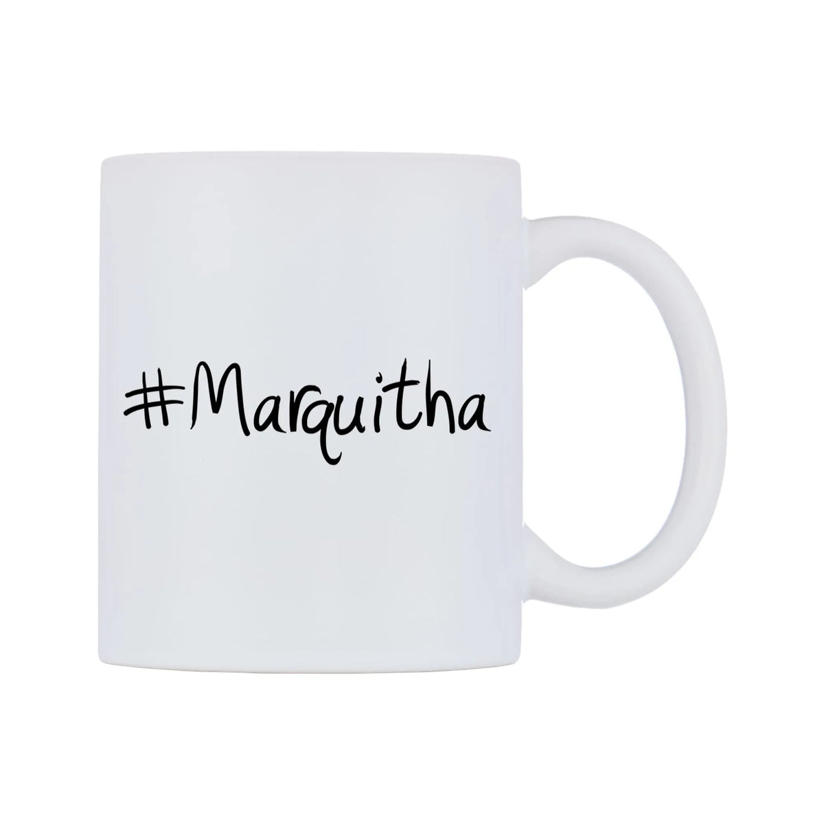 Marquitha Mug — mug, left side, on a white background