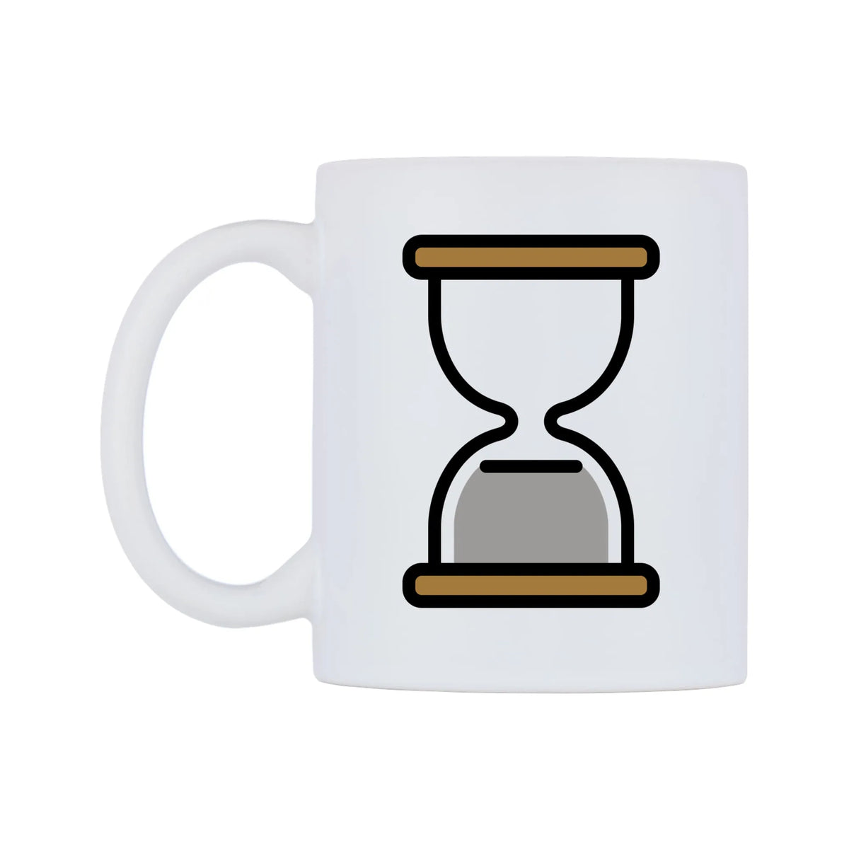 Hourglass Done Emoji Mug — mug, right side, on a white background