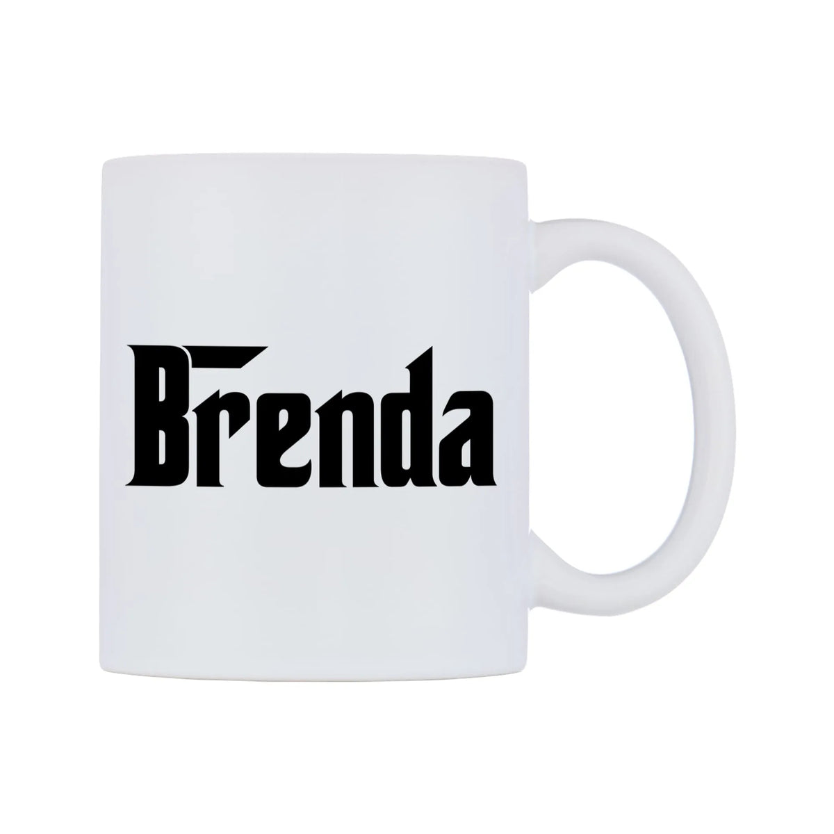 Brenda - Godfather Themed Mug — white 11oz gloss mug, left side, on a white background