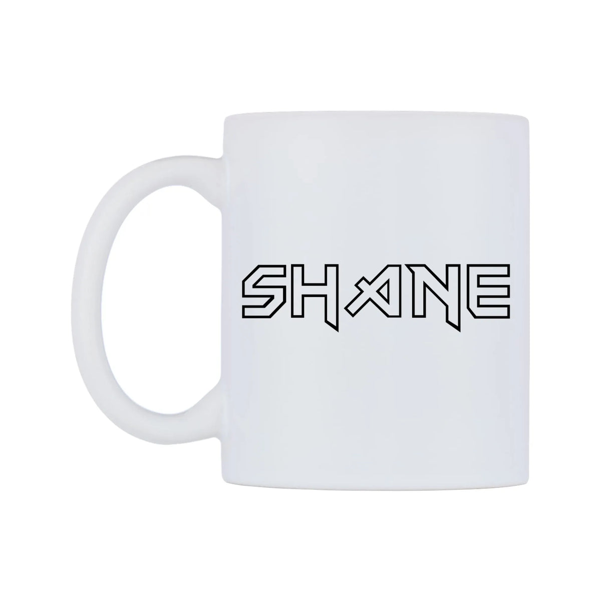 Shane - Iron Maiden Themed Mug — white 11oz gloss mug, right side, on a white background