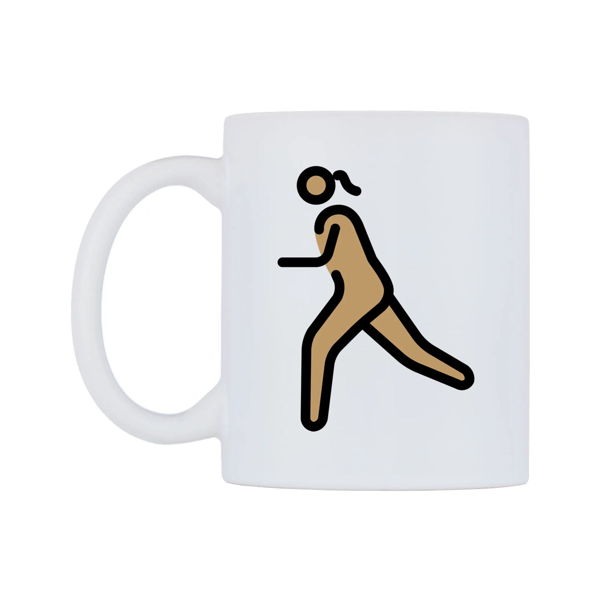 Female Running: Medium Skin Tone Emoji Mug — mug, right side, on a white background