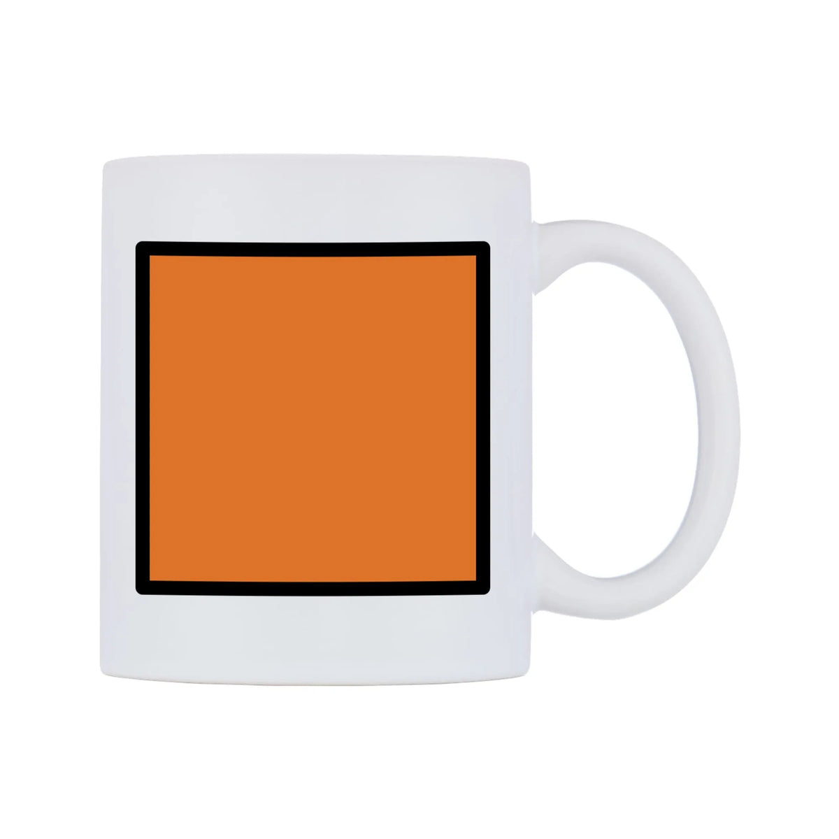 Orange Square Emoji Mug — mug, left side, on a white background
