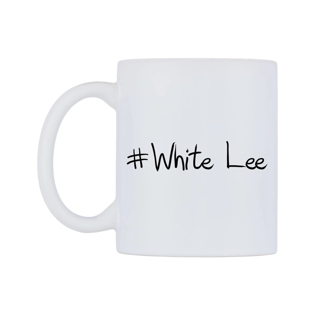 White Lee Mug — mug, right side, on a white background