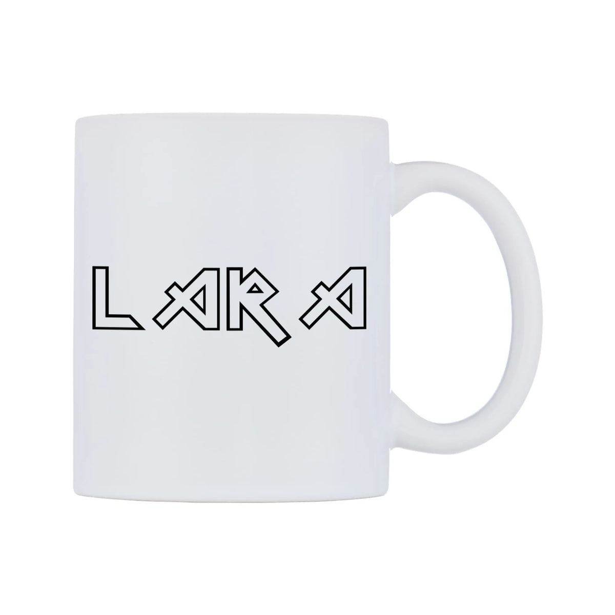 Lara - Iron Maiden Themed Mug — white 11oz gloss mug, left side, on a white background