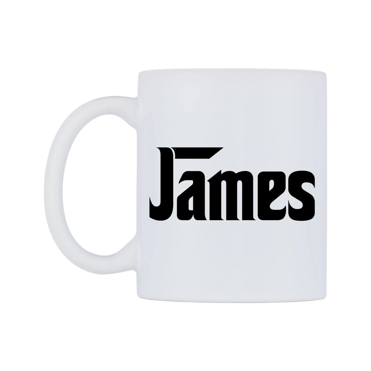 James - Godfather Themed Mug — white 11oz gloss mug, right side, on a white background