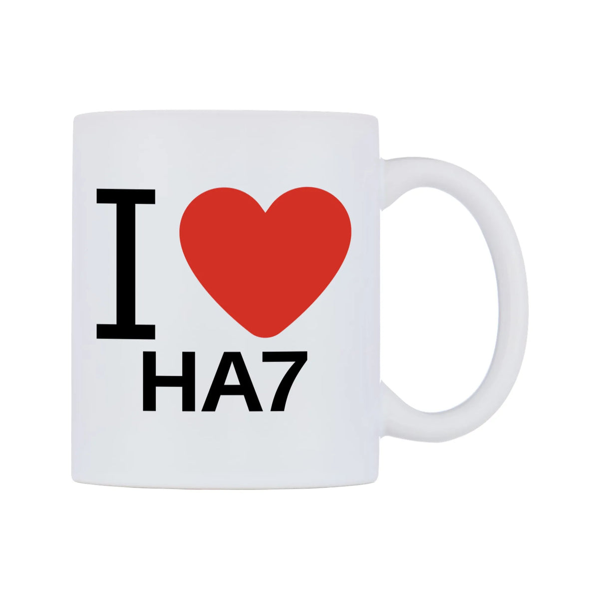 I Love HA7 Mug — white 11oz gloss mug, left side, on a white background