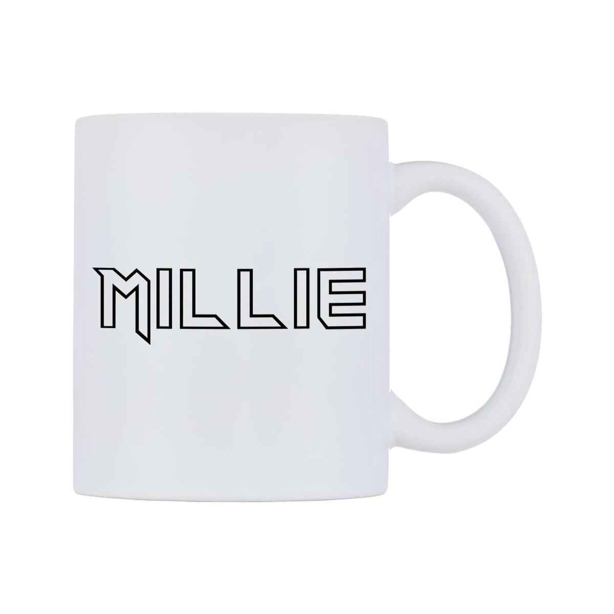 Millie - Iron Maiden Themed Mug — white 11oz gloss mug, left side, on a white background