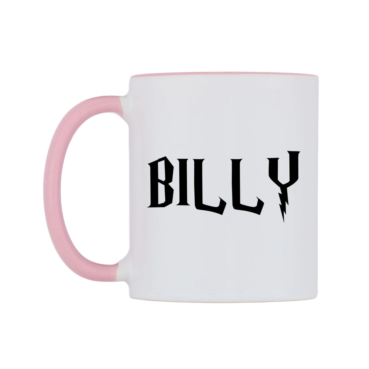 Billy - Wizard Themed Mug — white 11oz gloss mug with a pink inside and handle, right side, on a white background