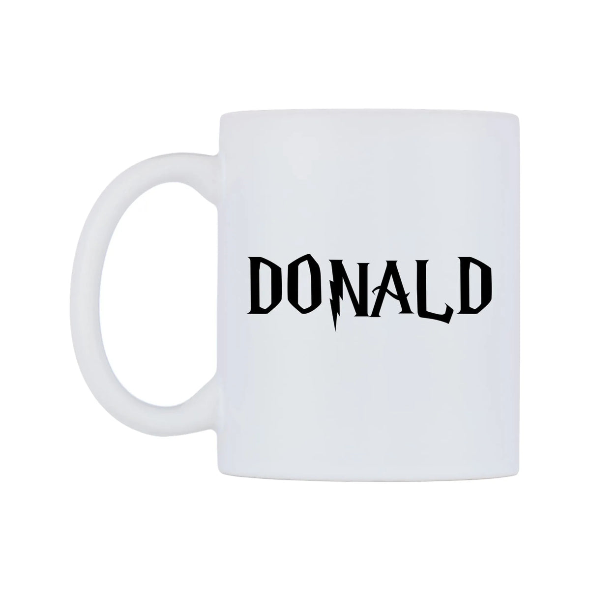 Donald - Wizard Themed Mug — white 11oz gloss mug, right side, on a white background