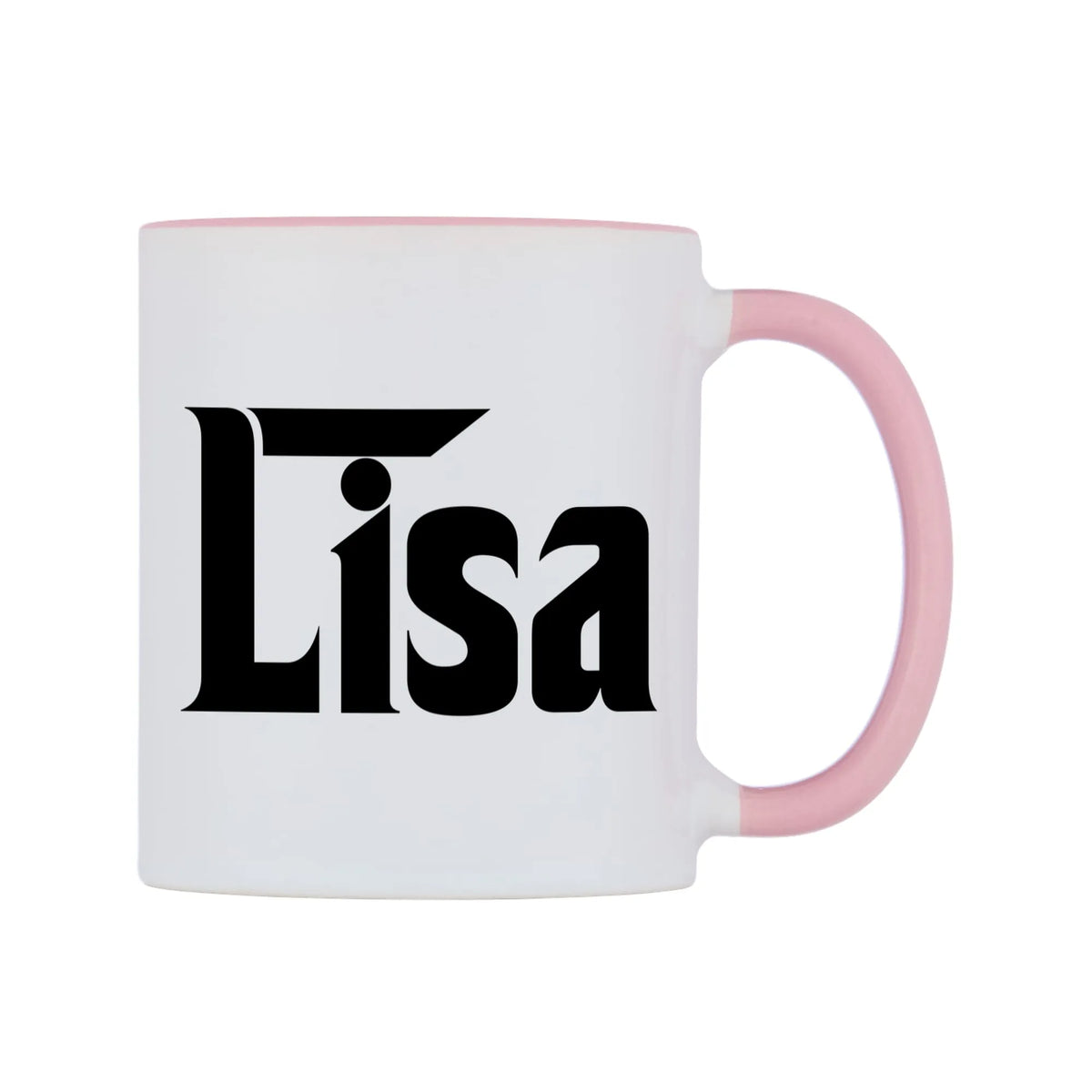 Lisa - Godfather Themed Mug — white 11oz gloss mug with a pink inside and handle, left side, on a white background
