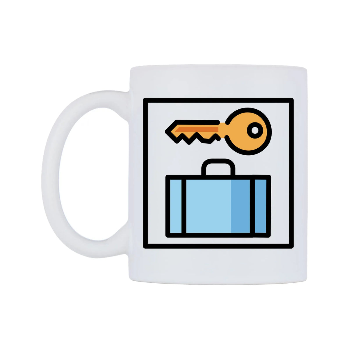Left Luggage Emoji Mug — mug, right side, on a white background