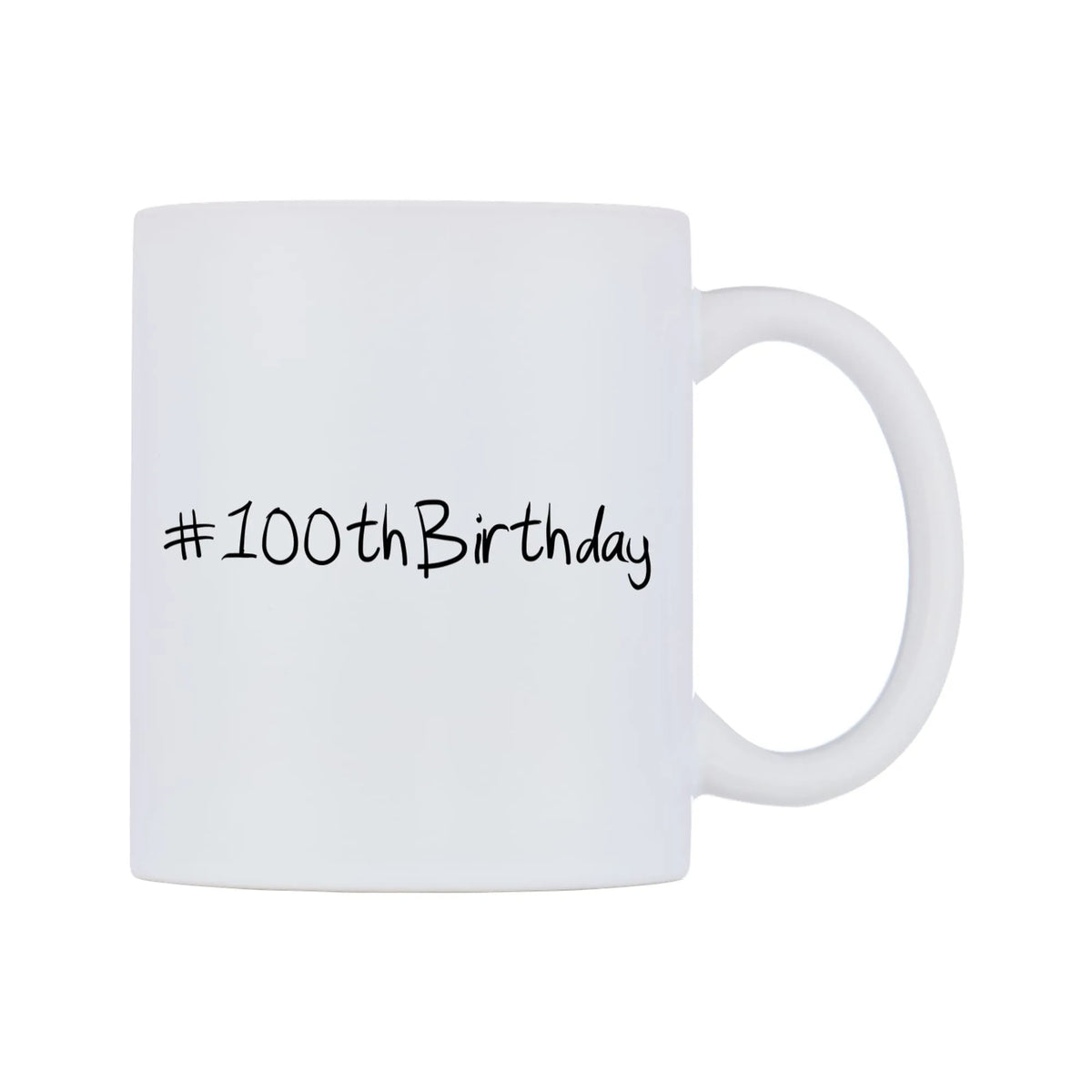 number 100thBirthday Mug — mug, left side, on a white background