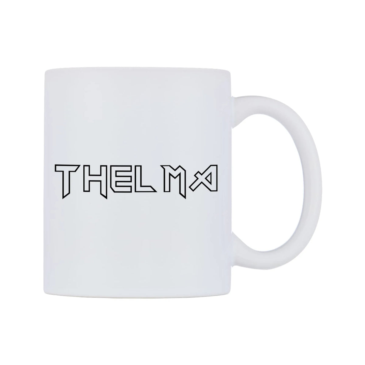Thelma - Iron Maiden Themed Mug — white 11oz gloss mug, left side, on a white background