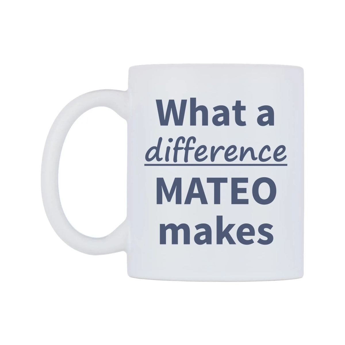 What a difference MATEO makes Mug — mug, right side, on a white background